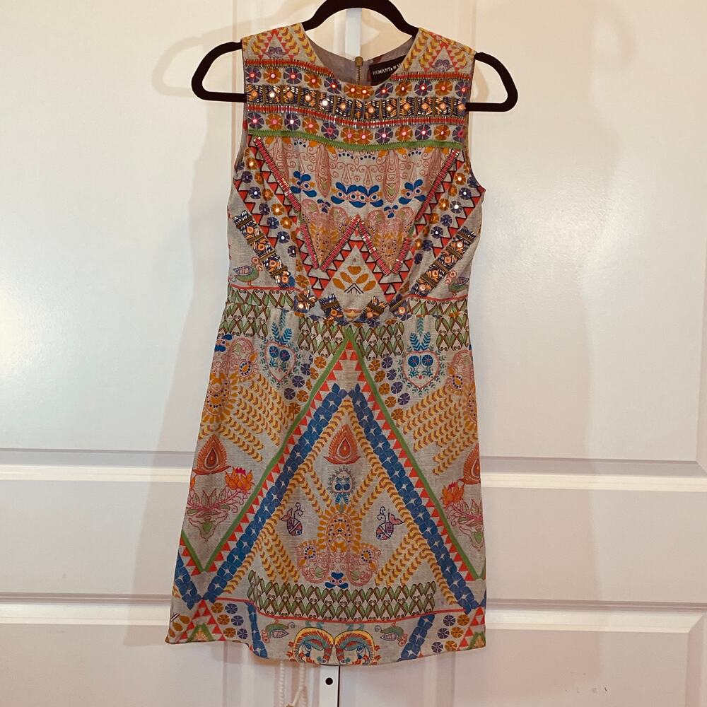 Hermant & Nandita Silk Beaded Dress - Women Size S - Multicolored